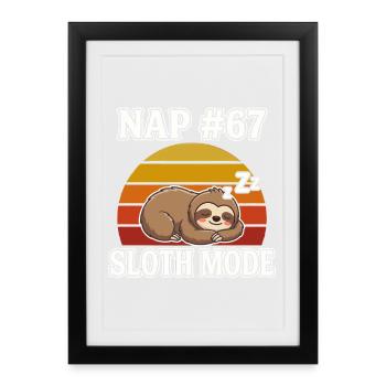 Sloth Nap 67 Meme Slang Sloth Fashion - Framed poster (27 × 37 cm) - black - Front