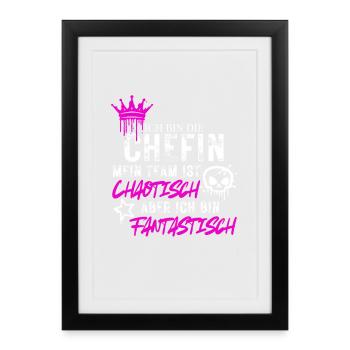 Chefin chaotisches Team fantastisch Spruch - Framed poster (27 × 37 cm) - black - Front