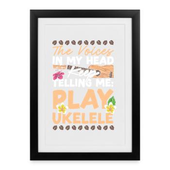 Hawaiian Ukulele Uke The Voices In - Framed poster (27 × 37 cm) - black - Front