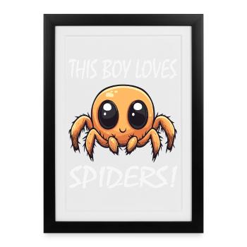 Ce garçon adore les araignées - Affiche encadrée (27 × 37 cm) - noir - Devant