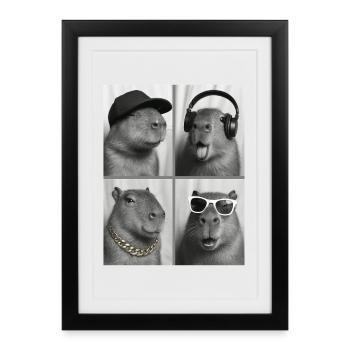 Capybara - Gerahmtes Poster (27 × 37 cm) - Schwarz - Vorne