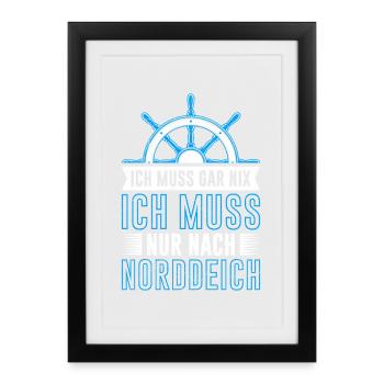 La mer du Nord N’A RIEN À FAIRE, IL SUFFIT D’ALLER À NORDDEICH - Affiche encadrée (27 × 37 cm) - noir - Devant