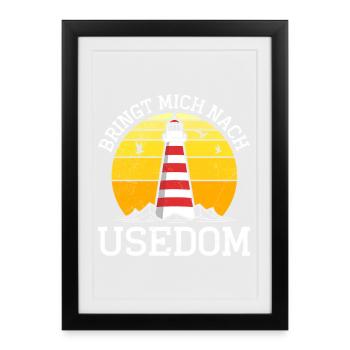 La mer Baltique M’EMMÈNE À USEOM Phare Drôle - Affiche encadrée (27 × 37 cm) - noir - Devant