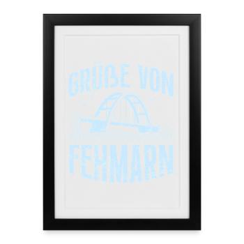 Salutations de vacances en mer Baltique de la part de Fehmarn Fun - Affiche encadrée (27 × 37 cm) - noir - Devant