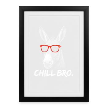 CHILL BRO – Lustiges Esel mit Sonnenbrille - Gerahmtes Poster (27 × 37 cm) - Schwarz - Vorne