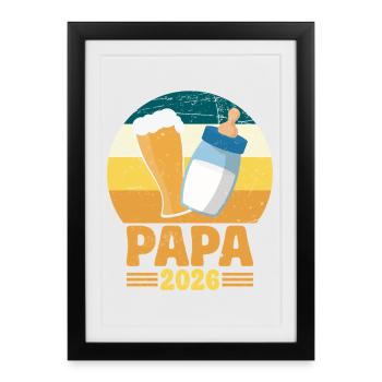 Papa 2026 Futur Papa Annonce de Bébé Futur Père - Affiche encadrée (27 × 37 cm) - noir - Devant