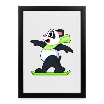 Panda Snowboarder Snowboard Winter Sports - Framed poster (27 × 37 cm) - black - Front