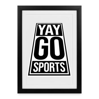 Youpi Go Sports Sarcastique Humour Anti Sports - Affiche encadrée (27 × 37 cm) - noir - Devant