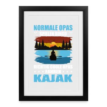 Kayaker Grandpa offre une tenue de kayak pour sports nautiques - Affiche encadrée (27 × 37 cm) - noir - Devant