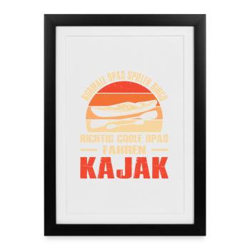 Kayaker Grandpa offre une tenue de kayak pour sports nautiques - Affiche encadrée (27 × 37 cm) - noir - Devant