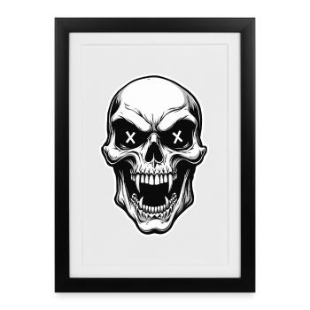 Crâne de vampire Crâne X Yeux Horreur - Affiche encadrée (27 × 37 cm) - noir - Devant