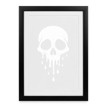 Crâne Halloween Crâne Effrayant Crâne Fondant - Affiche encadrée (27 × 37 cm) - noir - Devant