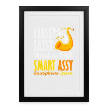 Elegant Sassy Saxophone Saxophonist Queen Women - Framed poster (27 × 37 cm) - black - Front