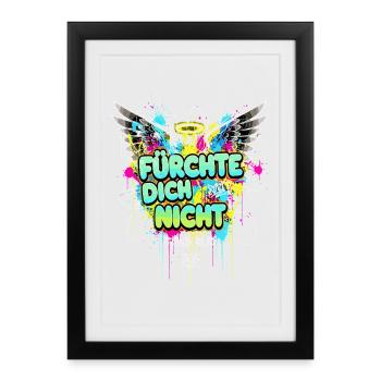 AILES D’ANGE DE GRAFFITI BIBLIQUE NE PEURENT PAS - Affiche encadrée (27 × 37 cm) - noir - Devant