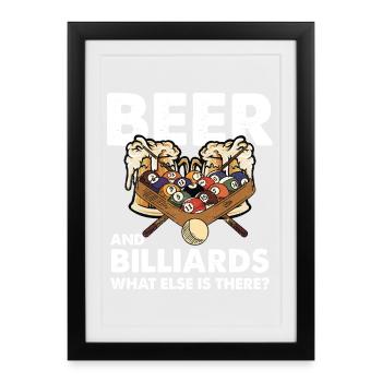 Beer and billiards – game night - Framed poster (27 × 37 cm) - black - Front