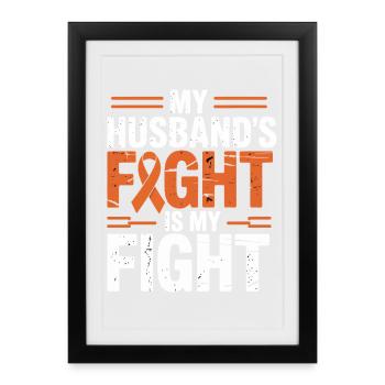 Le soutien de mon mari au combat - Affiche encadrée (27 × 37 cm) - noir - Devant