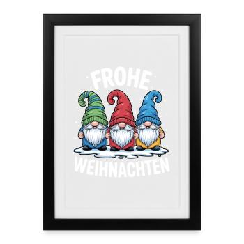 Merry Christmas Gnome Trio - Framed poster (27 × 37 cm) - black - Front