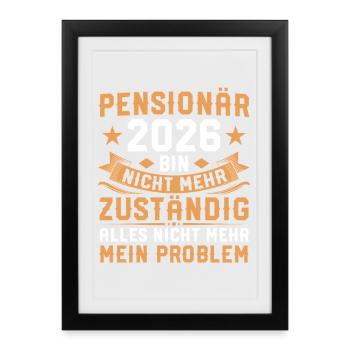 Pension Non responsable - Pensionné 2026 - Affiche encadrée (27 × 37 cm) - noir - Devant
