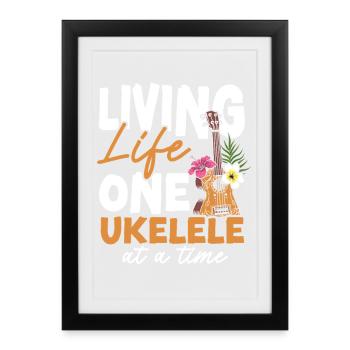 Ukulélé hawaïen Ukulélé Vie - Affiche encadrée (27 × 37 cm) - noir - Devant