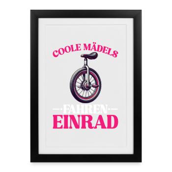 Filles cool en monocycle - Affiche encadrée (27 × 37 cm) - noir - Devant