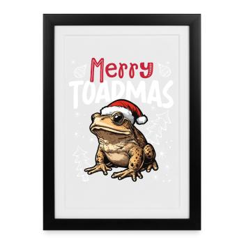 Merry Toadmas Lustiges Kröte Weihnachtsmotiv - Gerahmtes Poster (27 × 37 cm) - Schwarz - Vorne
