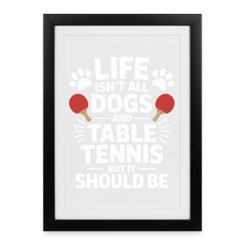 Cadeau de plaisanterie de tennis de table avec des mots de chien - Affiche encadrée (27 × 37 cm) - noir - Devant