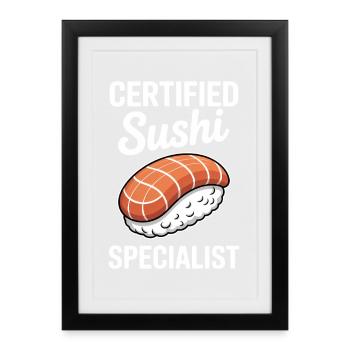 Sushi Dis Japonais Drôle de Cadeau de Sushi - Affiche encadrée (27 × 37 cm) - noir - Devant