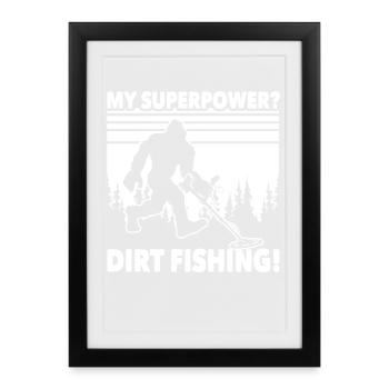 Dirt Fishing Big Foot - Framed poster (27 × 37 cm) - black - Front