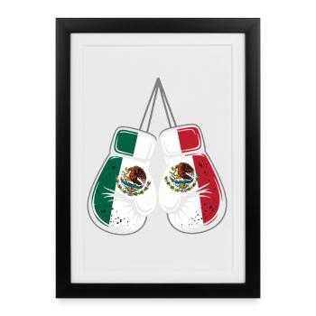 Gants de boxe des drapeaux du Mexique - Affiche encadrée (27 × 37 cm) - noir - Devant
