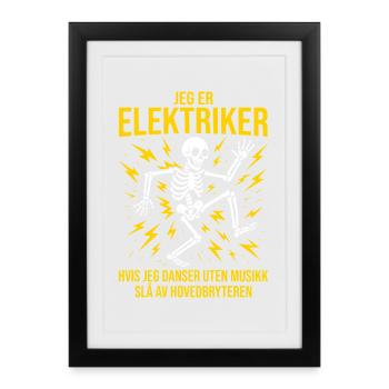 Électricien, je suis électricien, Électricien drôle - Affiche encadrée (27 × 37 cm) - noir - Devant