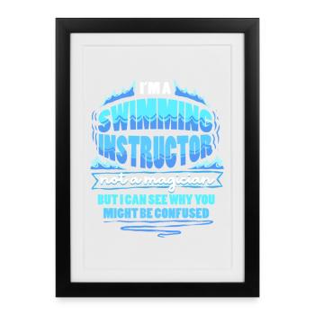 Swimming instructor - Framed poster (27 × 37 cm) - black - Front