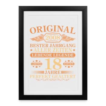 2008 Vintage Perfectly Aged 18th Birthday - Framed poster (27 × 37 cm) - black - Front