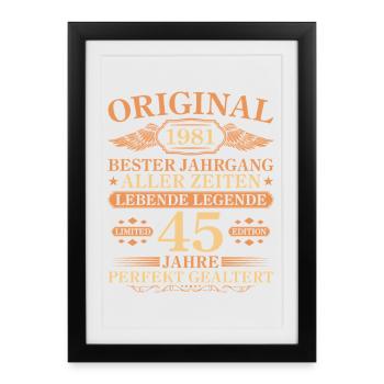1981 Millésime parfaitement maturé 45e anniversaire - Affiche encadrée (27 × 37 cm) - noir - Devant