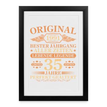 1991 Vintage Perfectly Aged 35th Birthday - Framed poster (27 × 37 cm) - black - Front
