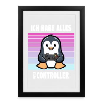 Controller Penguin Gaming - Framed poster (27 × 37 cm) - black - Front