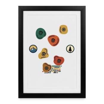 Aventure d’escalade Gym de bloc Plaisir sur le mur - Affiche encadrée (27 × 37 cm) - noir - Devant