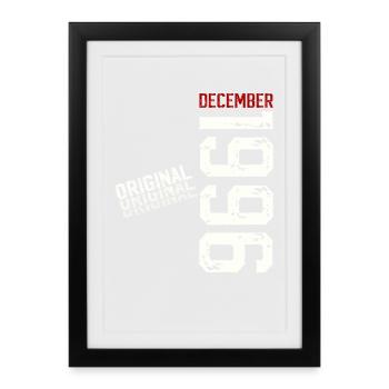 29e anniversaire Original décembre Né en 1996 - Affiche encadrée (27 × 37 cm) - noir - Devant