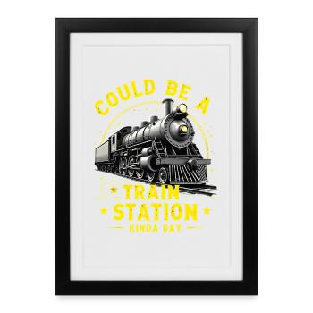 Journée de la gare à vapeur - Affiche encadrée (27 × 37 cm) - noir - Devant