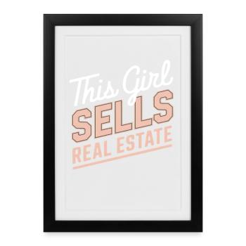 Cette fille vend de l’immobilier - Affiche encadrée (27 × 37 cm) - noir - Devant