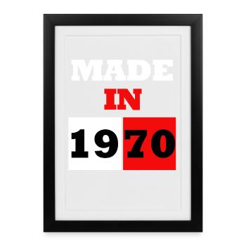 Made In 1970 Birthday Retro Block - Framed poster (27 × 37 cm) - black - Front