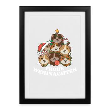 Merry Christmas Guinea Pig Christmas Eve - Framed poster (27 × 37 cm) - black - Front