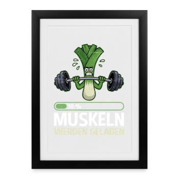 Weightlifter MUSCLES ARE LOADING Funny - Framed poster (27 × 37 cm) - black - Front