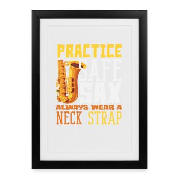 Porter un col Saxophoniste drôle Saxophoniste - Affiche encadrée (27 × 37 cm) - noir - Devant