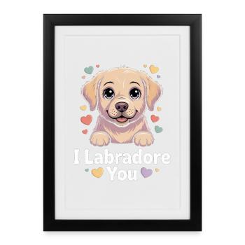 Moi Labrador You Pretty Pup Illustration - Affiche encadrée (27 × 37 cm) - noir - Devant