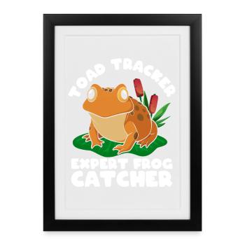 Frog Catcher Toad Tracker Expert Frog - Framed poster (27 × 37 cm) - black - Front
