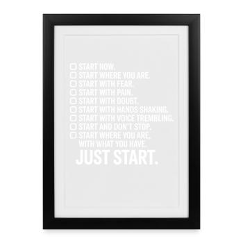 Commencez maintenant Entreprise Fitness Motivation Dire Commencer - Affiche encadrée (27 × 37 cm) - noir - Devant