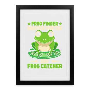 Attrapeur de grenouilles, Chercheur de grenouilles, Maître Chasseur de grenouilles, grenouille - Affiche encadrée (27 × 37 cm) - noir - Devant