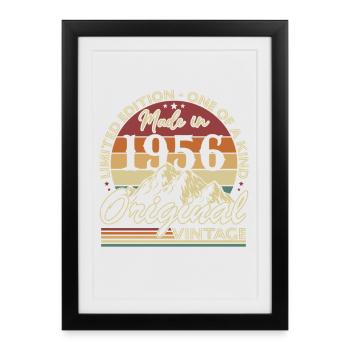 1956 Vintage Rétro Cadeau D'anniversaire - Affiche encadrée (27 × 37 cm) - noir - Devant