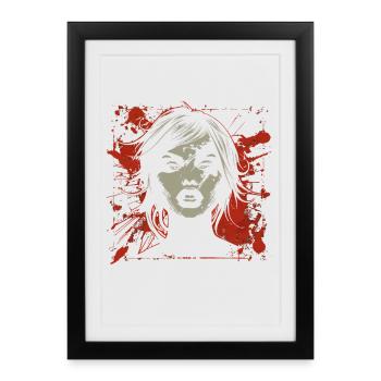 Visage féminin abstrait dans le style grunge - Affiche encadrée (27 × 37 cm) - noir - Devant