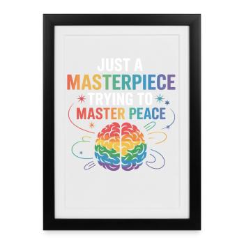 Colorful brain masterpiece peace - Framed poster (27 × 37 cm) - black - Front
